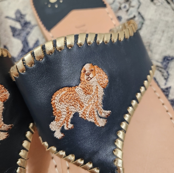 Jack Rodgers Cocker Spaniel embroidered Sandals - Picture 2 of 4